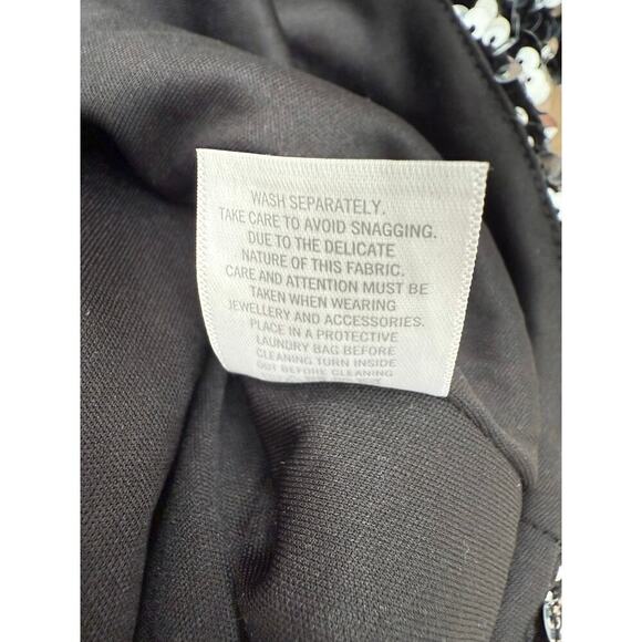 Mi Ami One Shoulder Long sleeve Sequin Blouse Silver Metallic Side Zip Small - Picture 7 of 11